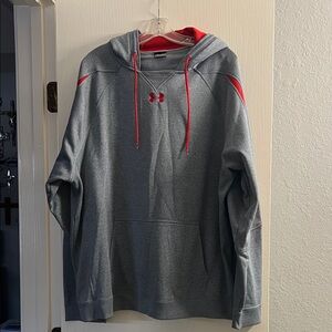 Under Armour Men's Gray Pullover Hoodie with Red Accents